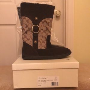Beautiful chocolate brown Coach signature boots